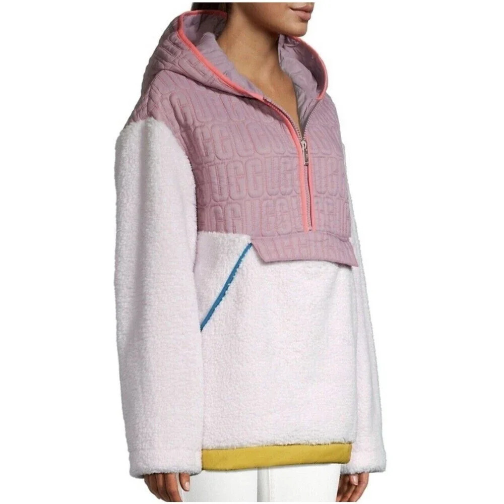 UGG Iggy Sherpa Half Zip Hooded Pullover Women's Size XL